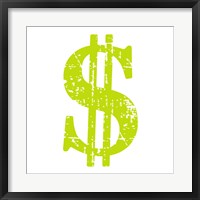 Lime Dollar Sign Framed Print