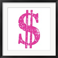 Pink Dollar Sign Framed Print