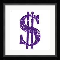 Purple Dollar Sign Framed Print