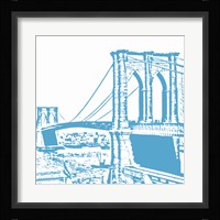 Blue Brooklyn Bridge Framed Print