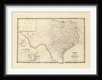 New Map Of The State Of Texas Fine Art Print