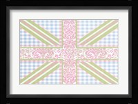 Union Jack, Blue, Green and Pink Framed Print