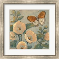 Butterfly & Hollyhocks I Fine Art Print