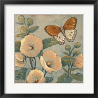 Butterfly & Hollyhocks I Fine Art Print