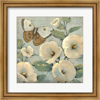 Butterfly & Hollyhocks II Fine Art Print