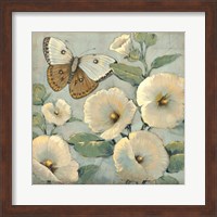 Butterfly & Hollyhocks II Fine Art Print