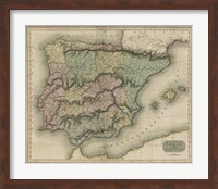 Vintage Map of Spain & Portugal Fine Art Print