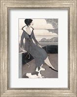 Art Deco Lady With Dog Fine Art Print
