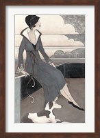 Art Deco Lady With Dog Fine Art Print