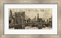 Vintage NY Brooklyn Bridge Skyline Fine Art Print
