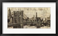 Vintage NY Brooklyn Bridge Skyline Fine Art Print