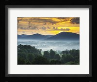 Asheville NC Blue Ridge Mountains Sunset and Fog Landscape Framed Print