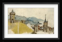 View of a Walled City in River Landscape Fine Art Print