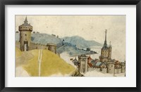 View of a Walled City in River Landscape Fine Art Print