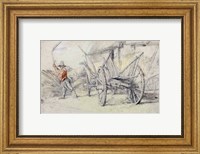 A Man Threshing Beside a Wagon Fine Art Print