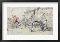 A Man Threshing Beside a Wagon Fine Art Print