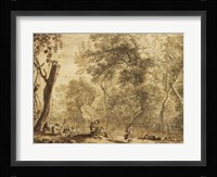 Woodland Landscape with Nymphs and Satyrs Framed Print