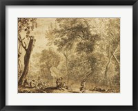 Woodland Landscape with Nymphs and Satyrs Framed Print