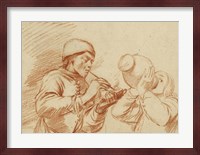 Studies of a Man Smoking and a Man Drinking Fine Art Print