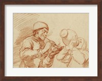 Studies of a Man Smoking and a Man Drinking Fine Art Print