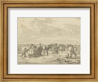 A Scene on the Ice with Skaters and Wagons Fine Art Print