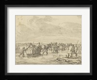 A Scene on the Ice with Skaters and Wagons Fine Art Print