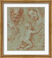 Studies of the Madonna and Child and of Heads Fine Art Print