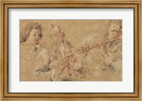 Two Studies of Flutist and Head of a Boy Fine Art Print