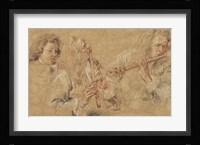 Two Studies of Flutist and Head of a Boy Fine Art Print