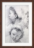 Three Studies of the Head of a Youth Fine Art Print