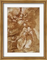 A Female Saint Contemplating a Crucifix Fine Art Print