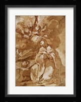 A Female Saint Contemplating a Crucifix Fine Art Print