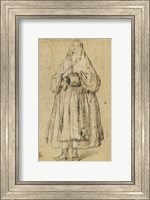 Standing Woman Holding a Muff and Shawl Fine Art Print