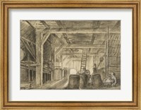 Interior of a Barn with a Family of Coopers Fine Art Print