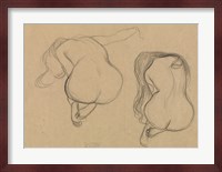 Two Studies of a Seated Nude with Long Hair Fine Art Print