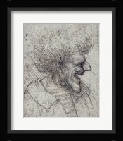 Caricature of a Man with Bushy Hair Framed Print