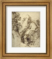 Rocky Landscape with a Waterfall Fine Art Print