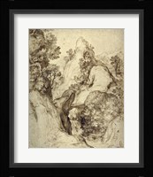 Rocky Landscape with a Waterfall Fine Art Print