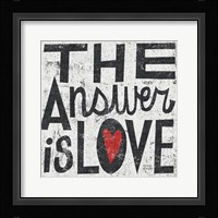 The Answer is Love Grunge Square Fine Art Print