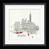 World Cafe III - NYC Red Framed Print