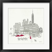 World Cafe III - NYC Red Framed Print