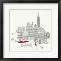 World Cafe III - NYC Red Framed Print