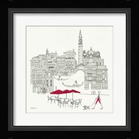 World Cafel IV - Venice Red Framed Print