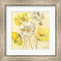 Gold and White Contemporary Poppies I Fine Art Print