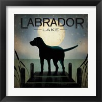 Moonrise Black Dog - Labrador Lake Framed Print