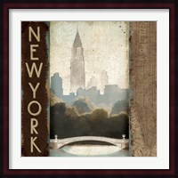 City Skyline New York Vintage Square Fine Art Print
