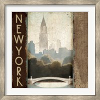 City Skyline New York Vintage Square Fine Art Print