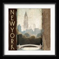 City Skyline New York Vintage Square Fine Art Print