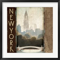 City Skyline New York Vintage Square Framed Print