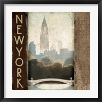 City Skyline New York Vintage Square Framed Print